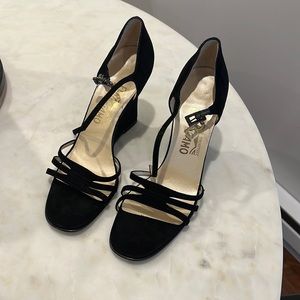 Salvatore Ferragamo Black Wedge Heels